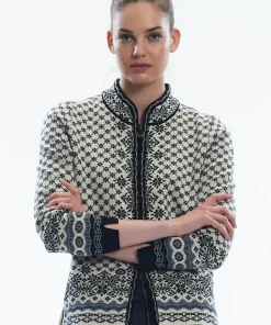 Dale of Norway Women's Solfrid Jacket Off White Black Schiefer Grau