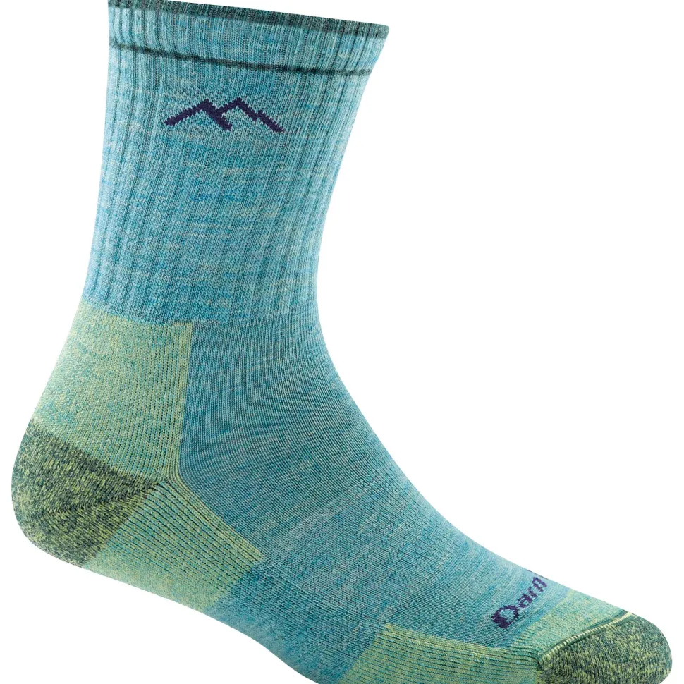 Darn Tough Women's Hiker Micro Crew Midweight Hiking Sock Cushion Aqua Heather