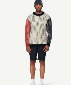Devold Unisex Nordsjø Wool Sweater Offwhite/Navy/Marsala