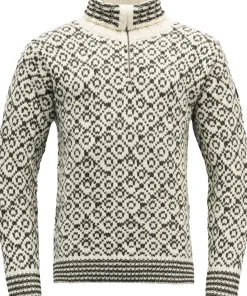 Devold Unisex Svalbard Wool Zip Neck Offwhite/Anthracite