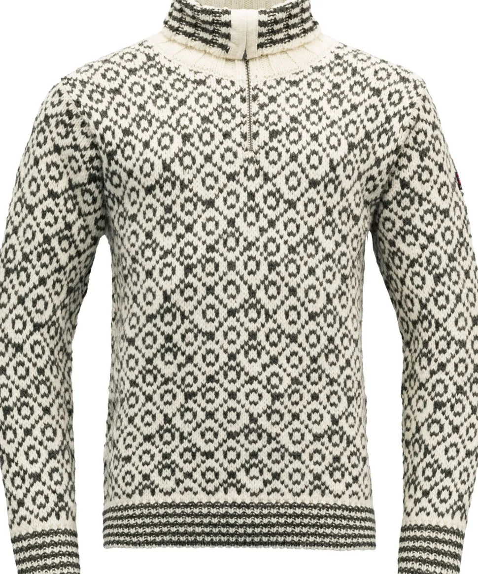 Devold Unisex Svalbard Wool Zip Neck Offwhite/Anthracite