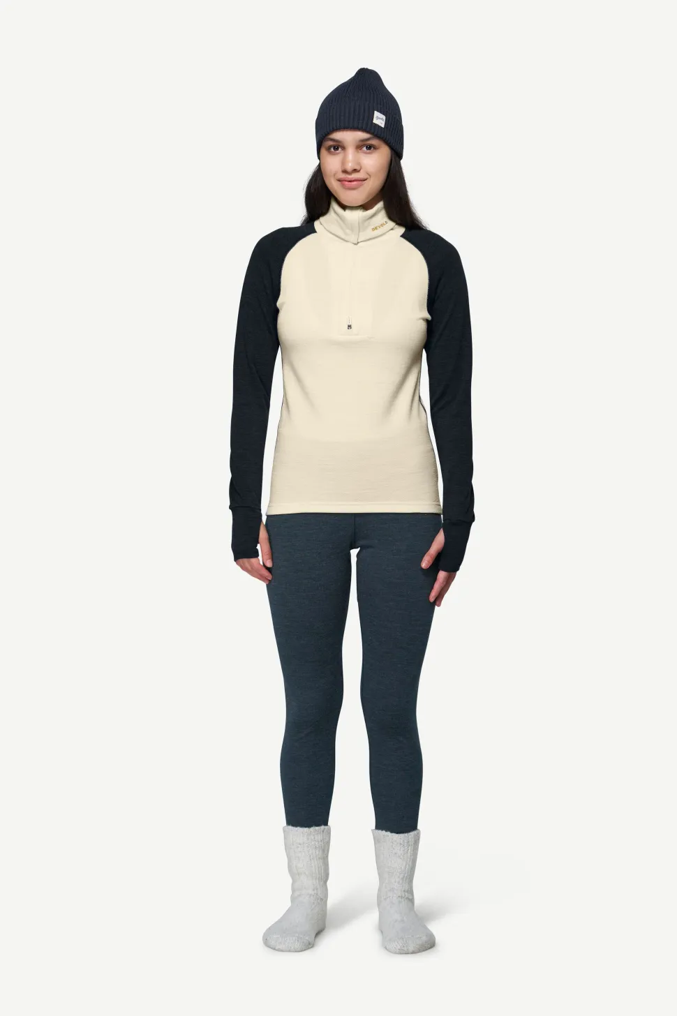 Devold Women's Expedition Merino Silk Zip Ink/offwhite