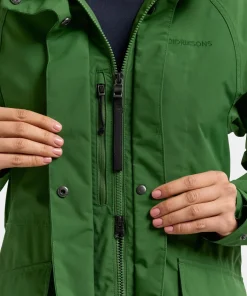 Didriksons Women's Louise Parka Long Velvet Green