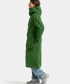Didriksons Women's Louise Parka Long Velvet Green