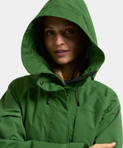Didriksons Women's Louise Parka Long Velvet Green