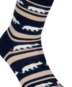 Gridarmor Striped Bear Merino Socks Navy Blazer