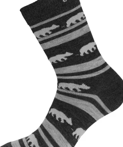 Gridarmor Striped Bear Merino Socks Dark Grey Melange
