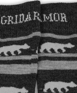 Gridarmor Striped Bear Merino Socks Dark Grey Melange