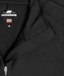Gridarmor Women's Merino Undertøy Zip Top Black Beauty
