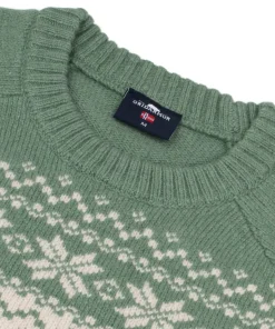Gridarmor Women’s Snøkrystall Round Neck Ullgenser White/green
