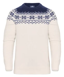 Gridarmor Women’s Snøkrystall Round Neck Ullgenser White/Dark Navy