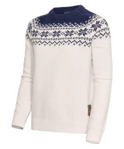 Gridarmor Women’s Snøkrystall Round Neck Ullgenser White/Dark Navy