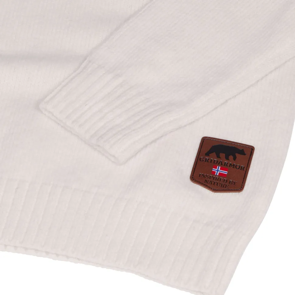 Gridarmor Women’s Snøkrystall Round Neck Ullgenser White/Dark Navy