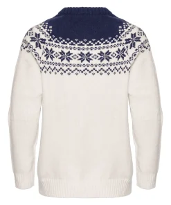 Gridarmor Women’s Snøkrystall Round Neck Ullgenser White/Dark Navy