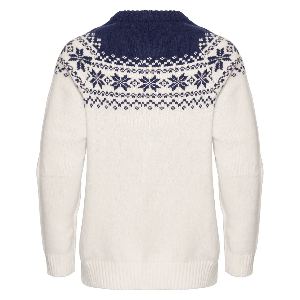 Gridarmor Women’s Snøkrystall Round Neck Ullgenser White/Dark Navy