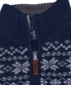 Gridarmor Women's Snøkrystall Half Zip Ullgenser Light Grey/Dark Navy/White