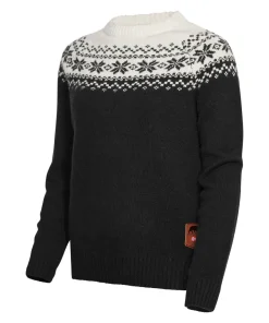 Gridarmor Women’s Snøkrystall Round Neck Ullgenser Black/White