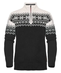 Gridarmor Women's Snøkrystall Half Zip Ullgenser Black/White