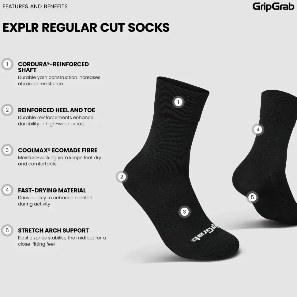 Gripgrab EXPLR Regular Cut Socks Black