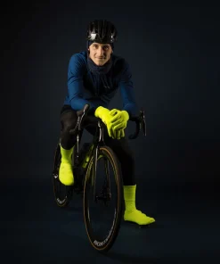 Gripgrab Flandrien Waterproof Knitted Road Shoe Covers Yellow Hi-Vis