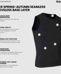 Gripgrab Unisex PACR Spring-Autumn Seamless Sleeveless Base Layer Black