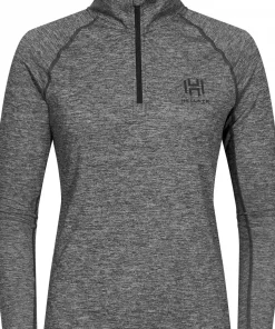 Hellner Women's Nunis Halfzip Long Sleeve Tee Black Beauty Melange
