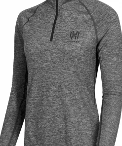 Hellner Women's Nunis Halfzip Long Sleeve Tee Black Beauty Melange