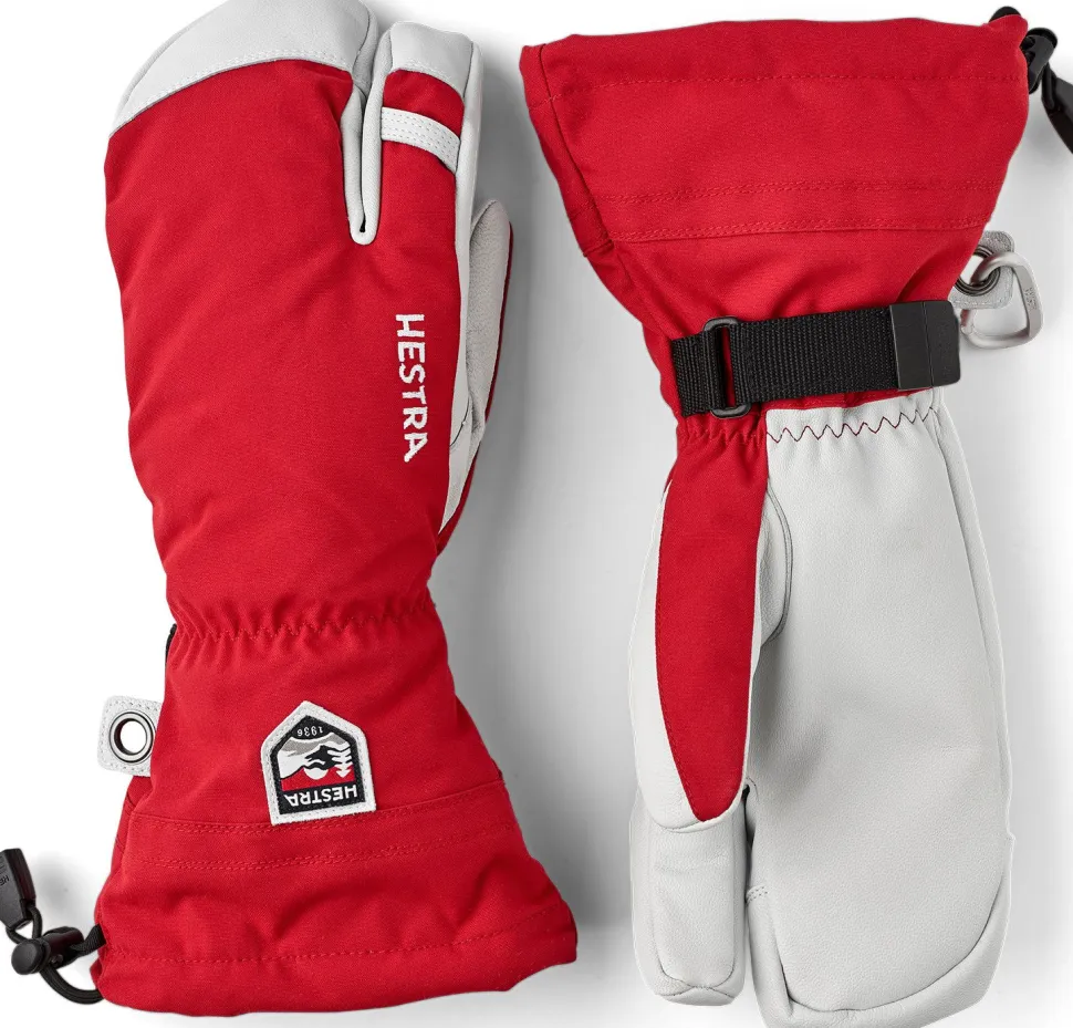 Hestra Army Leather Heli Ski 3-Finger Red