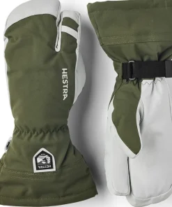 Hestra Army Leather Heli Ski 3-Finger Olive
