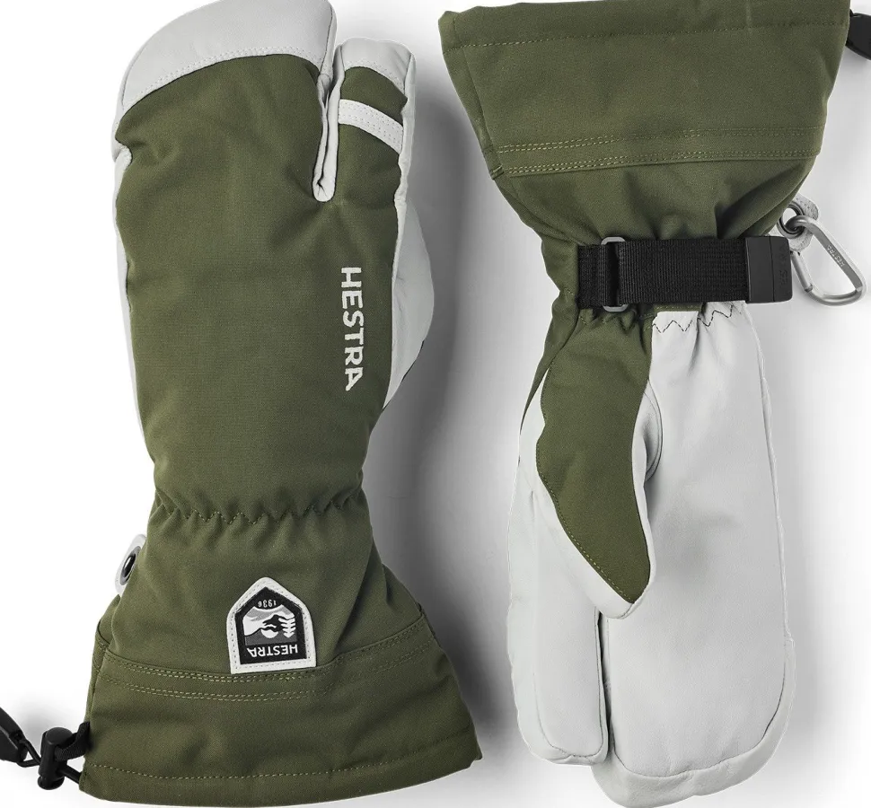 Hestra Army Leather Heli Ski 3-Finger Olive