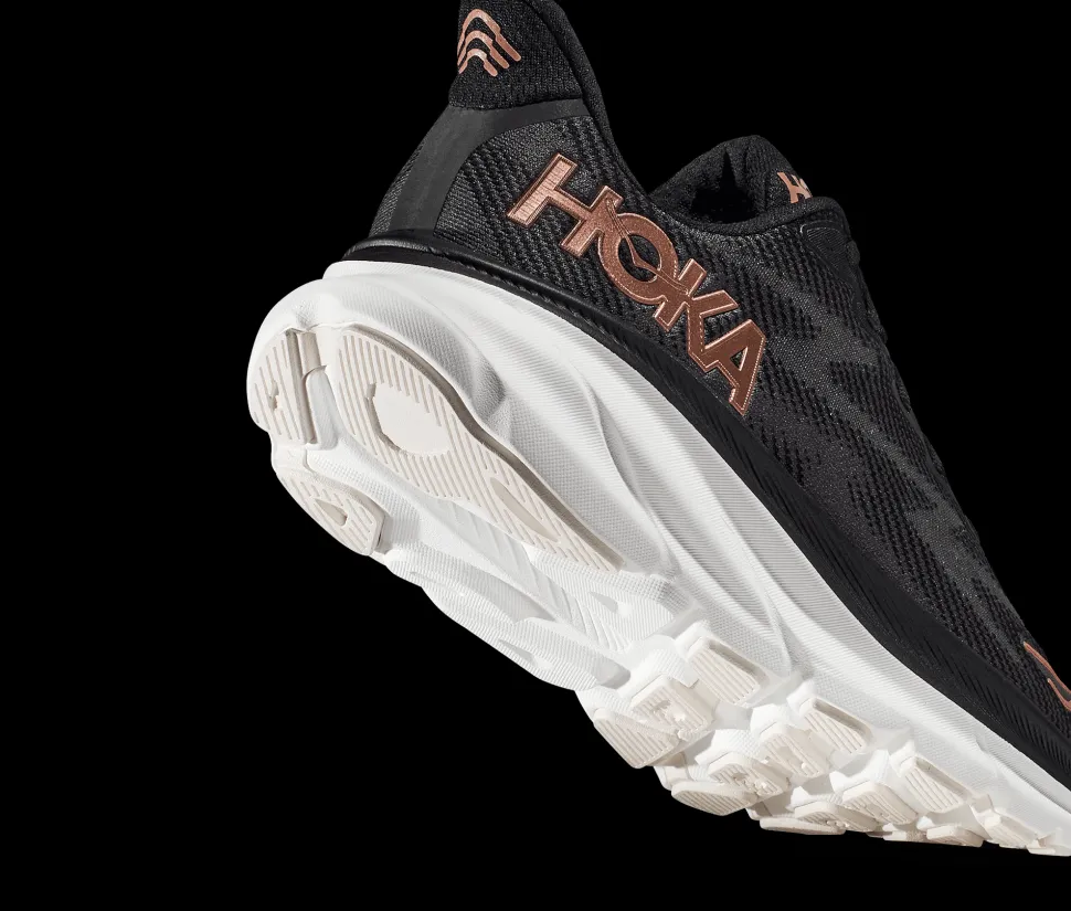 Hoka Women's Clifton 9 Black/Rose Gold