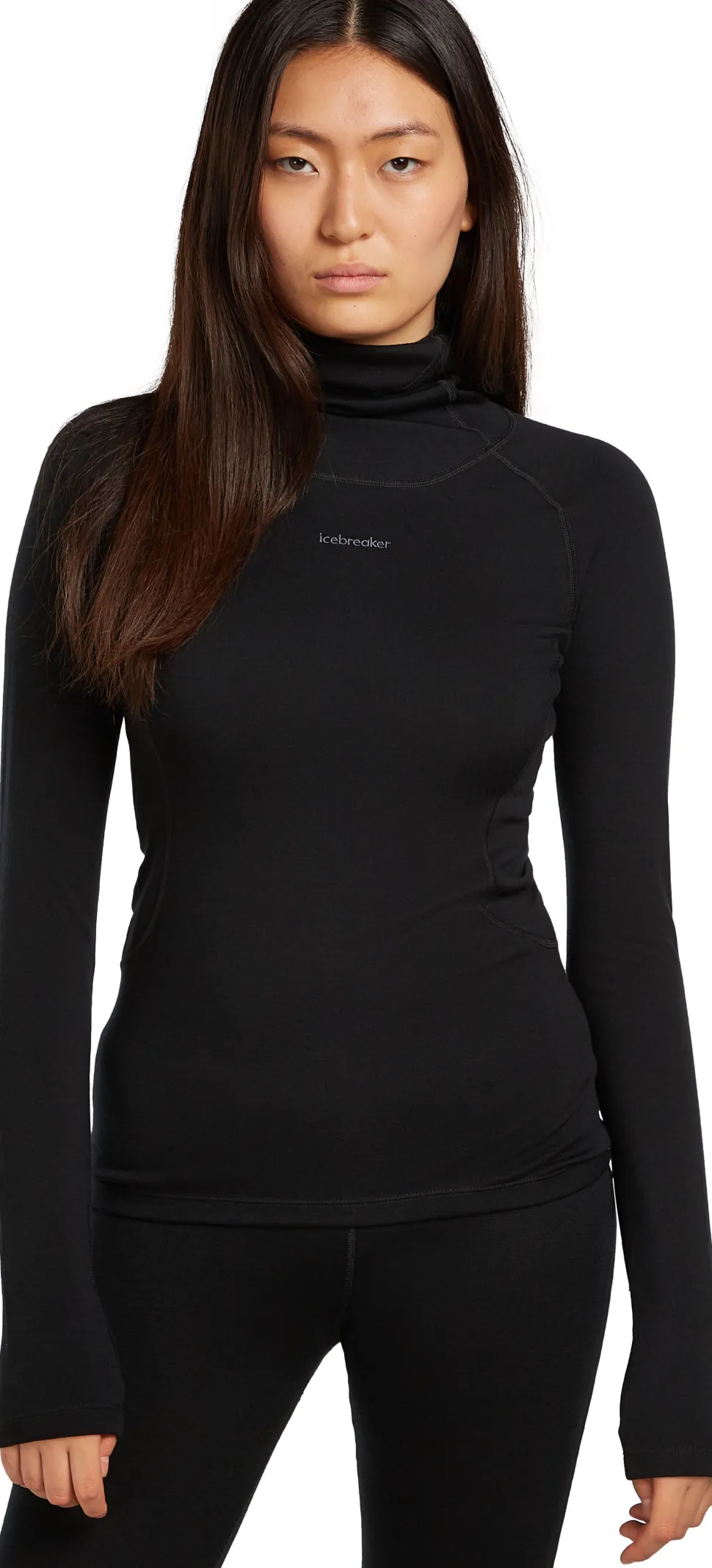 Icebreaker Women's 300 MerinoFine Polar Long Sleeve Roll Neck Black