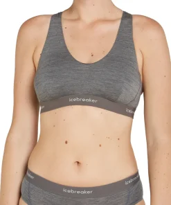 Icebreaker Women's Merino 125 Cool-Lite Sprite Racerback Bra Gritstone Hthr-013