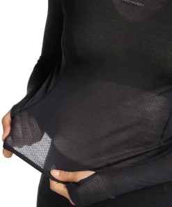 Icebreaker Women's Merino 75 Cool-Lite Featherlight Longleeve Crewe Black