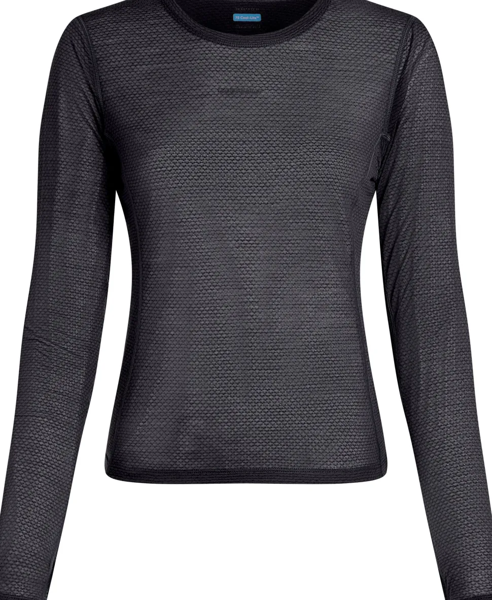 Icebreaker Women's Merino 75 Cool-Lite Featherlight Longleeve Crewe Black