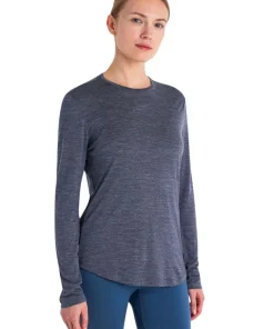 Icebreaker Women's Merino 125 Cool-Lite Sphere III Long Sleeve Tee Midnight Navy Heather