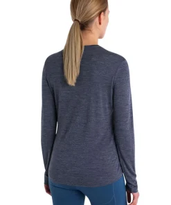 Icebreaker Women's Merino 125 Cool-Lite Sphere III Long Sleeve Tee Midnight Navy Heather