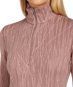 Icebreaker Women's Merino 260 Tech Vertex Long Sleeve Half Zip Delta Lines AOP Summit/Blush