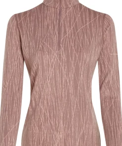 Icebreaker Women's Merino 260 Tech Vertex Long Sleeve Half Zip Delta Lines AOP Summit/Blush