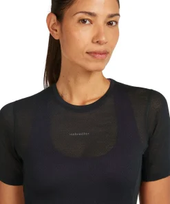 Icebreaker Women's Merino 75 Cool-Lite Featherlight Shortsleeve Crewe Black
