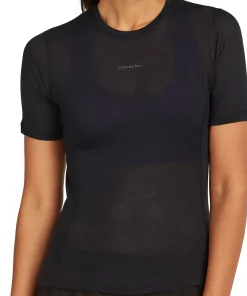 Icebreaker Women's Merino 75 Cool-Lite Featherlight Shortsleeve Crewe Black