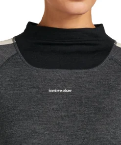 Icebreaker Women's Merino 200 Oasis+ Long Sleeve High Neck Black/Jet Hthr/Undyed