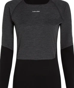 Icebreaker Women's Merino 200 Oasis+ Long Sleeve High Neck Black/Jet Hthr/Undyed