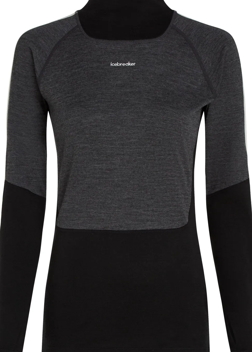 Icebreaker Women's Merino 200 Oasis+ Long Sleeve High Neck Black/Jet Hthr/Undyed