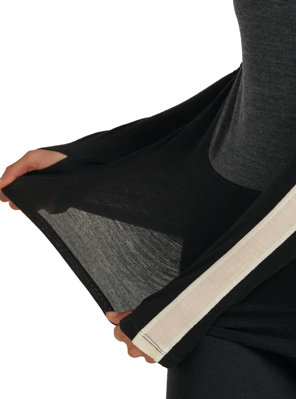 Icebreaker Women's Merino 200 Oasis+ Long Sleeve High Neck Black/Jet Hthr/Undyed
