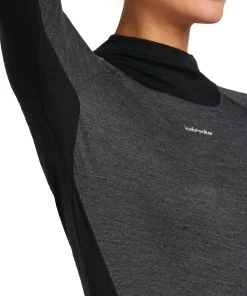 Icebreaker Women's Merino 200 Oasis+ Long Sleeve High Neck Black/Jet Hthr/Undyed