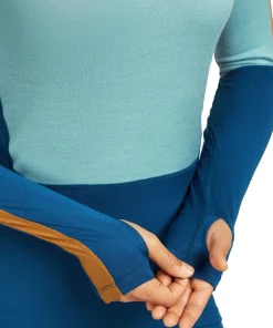 Icebreaker Women's Merino 200 Oasis+ Long Sleeve High Neck Atlantis/Hydro/Trail