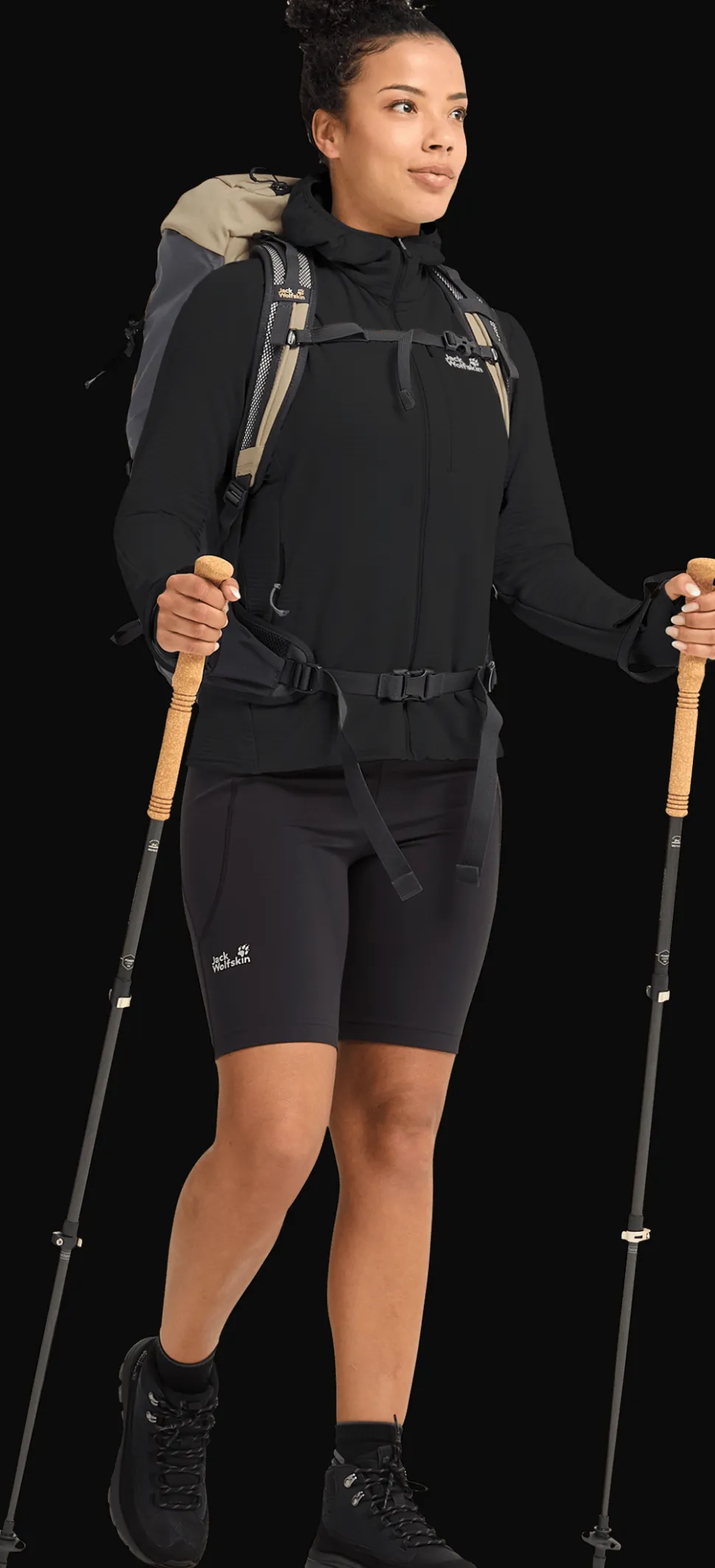 Jack Wolfskin Women's Litestride Hooded Full Zip Black