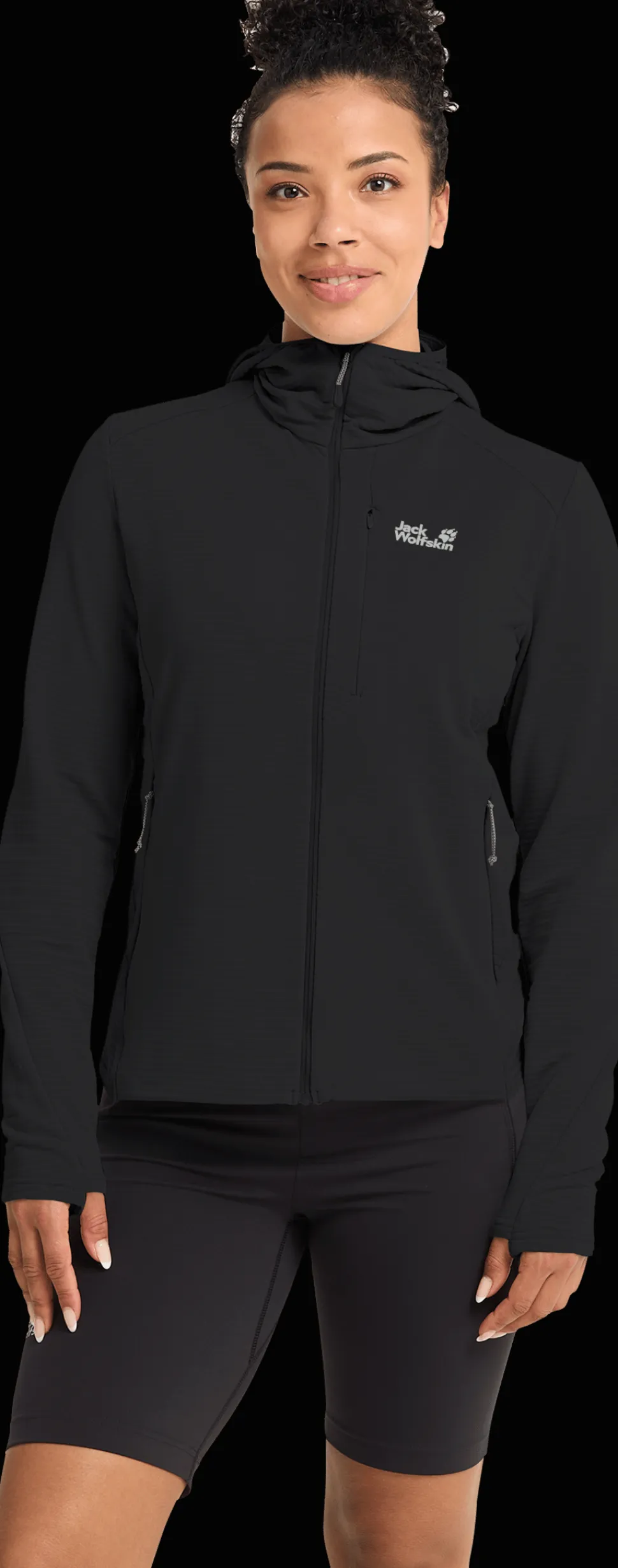 Jack Wolfskin Women's Litestride Hooded Full Zip Black