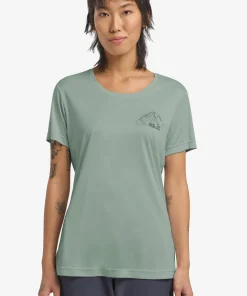 Jack Wolfskin Women's Peak Graphic T New Mountain Green Zinnia